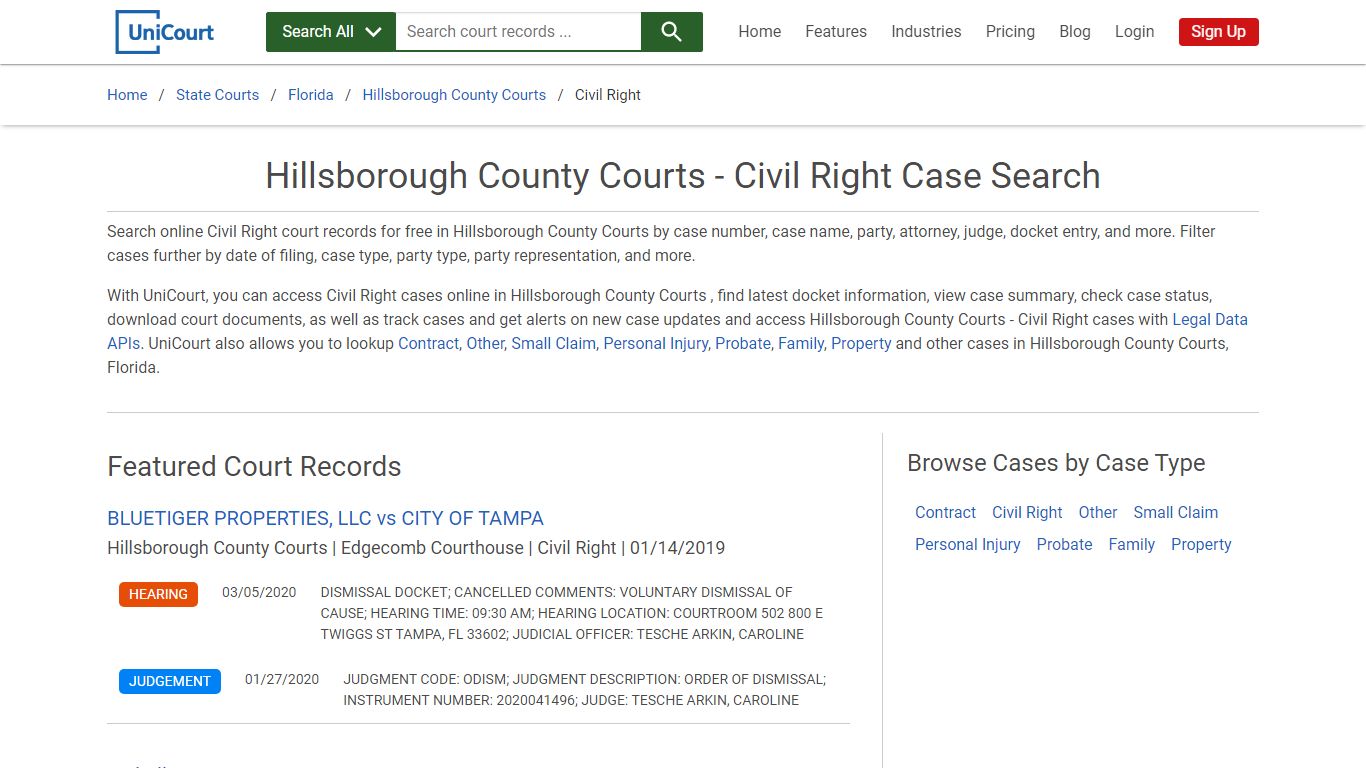 Hillsborough County Courts - Civil Right Case Search